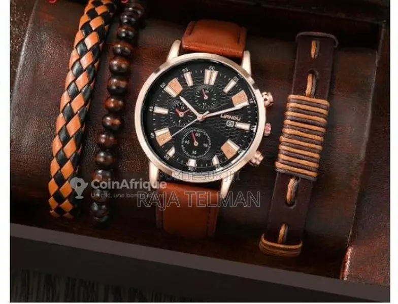 Coffret montre élégant avec bracelets interchangeables homme