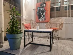 Chaises de terrasse élégantes en fer et liane naturelle