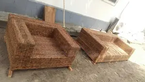 Photo - Salon 6 places en fauteuils tressés style nature