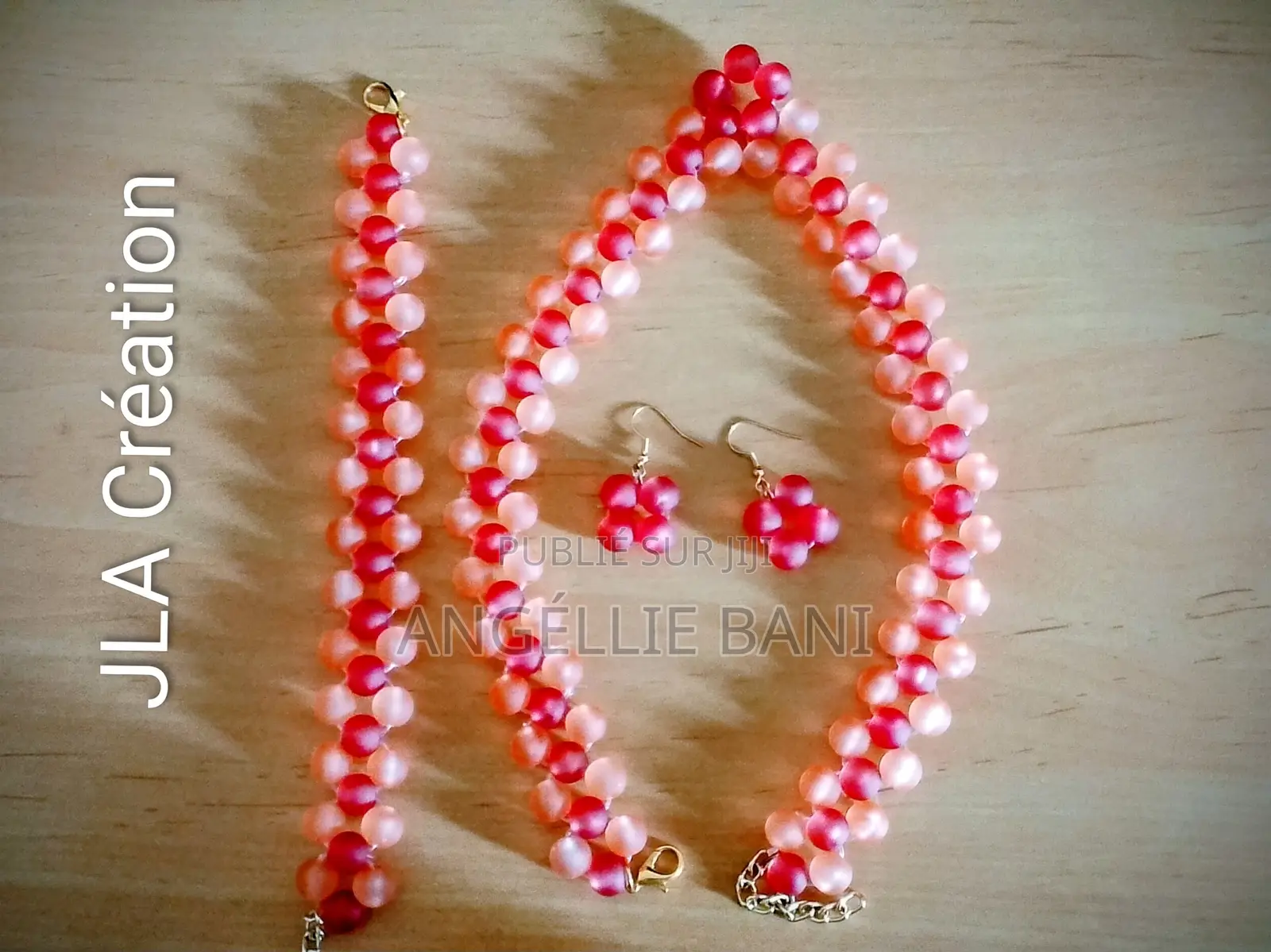 Ensemble Collier Boucles d'Oreilles Et Bracelet en Perles